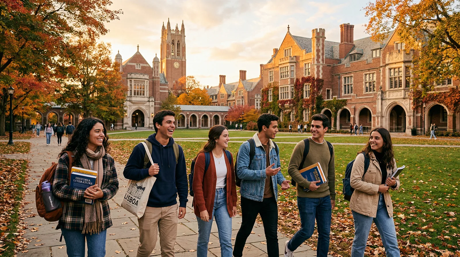 Graduate student with passport and documents, representing the F-1 visa process for Spanish and Portuguese applicants to U.S. programs